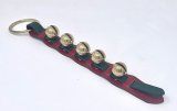 Premium Red & Green Leather 5 Bell Strap
