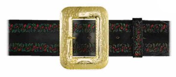 Leather Santa Belt with Hand-Embossed Holly Design